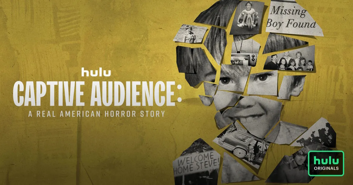 Title art for the true crime docuseries Captive Audience: A Real American Horror Story.