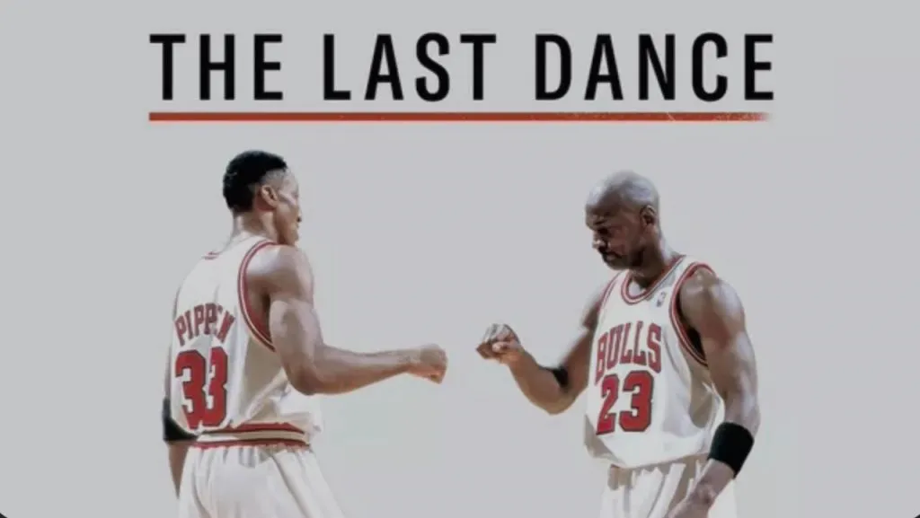 Title art for the Michael Jordan basketball documentary, The Last Dance.