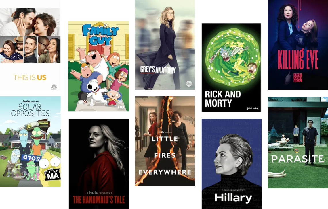 Collage of Hulu show titles
