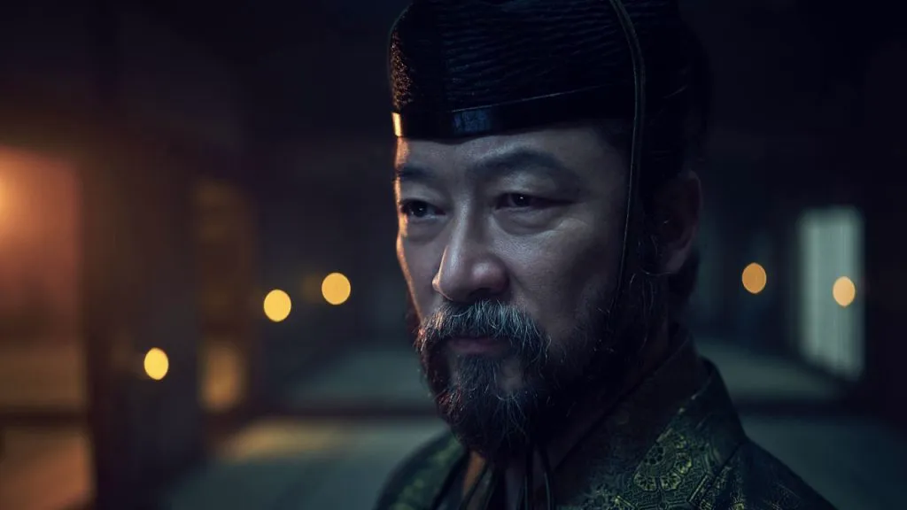 A still image of Tadanobu Asano as Kashigi Yabushige in the FX series, Shōgun.