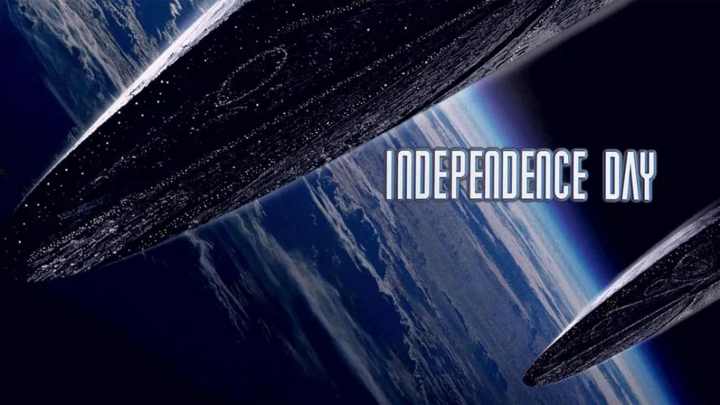 Title art for the Will Smith sci-fi action film, Independence Day.