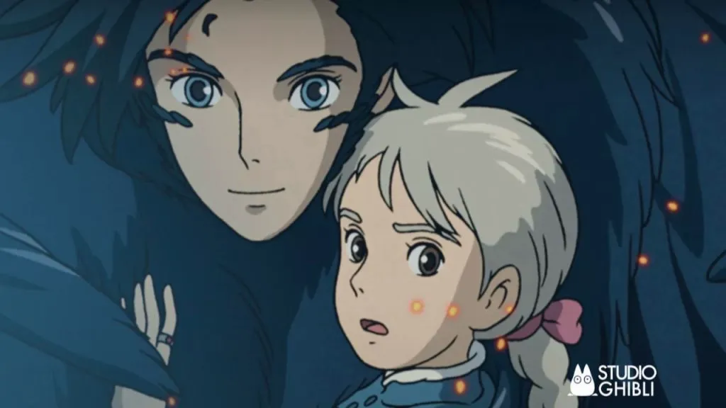 A promotional image for the Studio Ghibli movie, Howl’s Moving Castle.