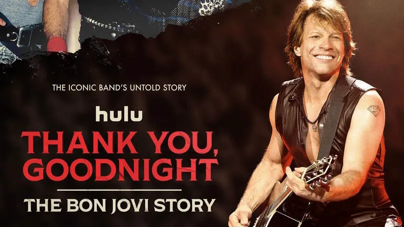 Title art for the Hulu Original documentary series, Thank You, Goodnight: The Bon Jovi Story.