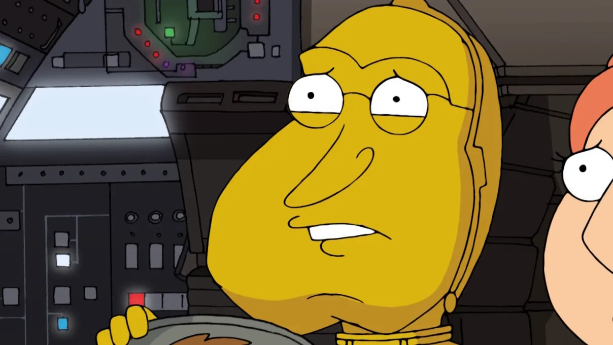 Quagmire as C-3PO in Family Guy Star Wars episode “Something, Something, Something, Dark Side.”