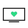 TV icon with green heart