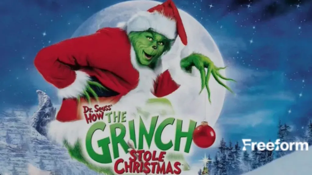 Title art for the Christmas comedy, Dr. Seuss’ How the Grinch Stole Christmas, starring Jim Carrey.