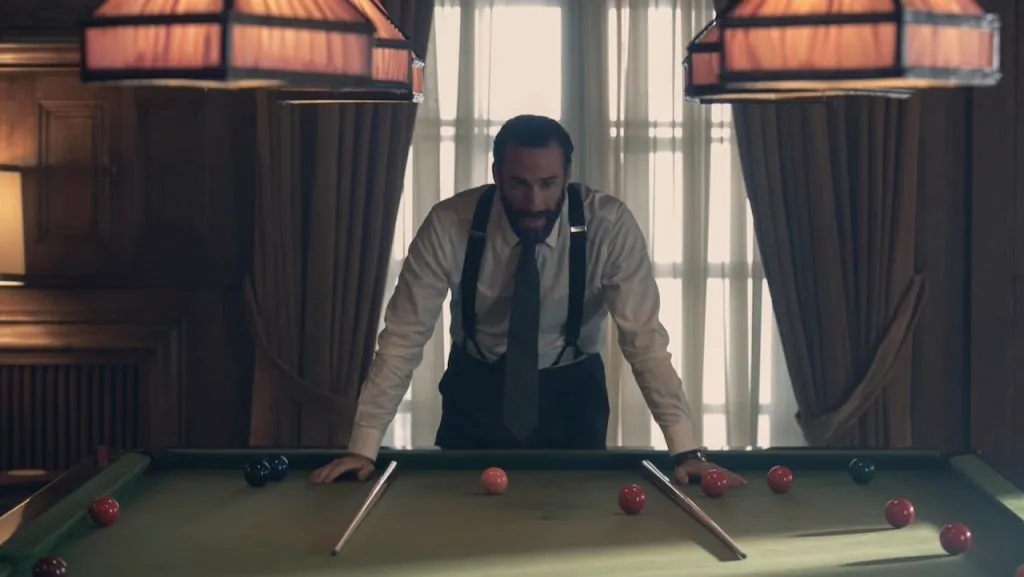 A still image of Joseph Fiennes as Fred Waterford in The Handmaid’s Tale.