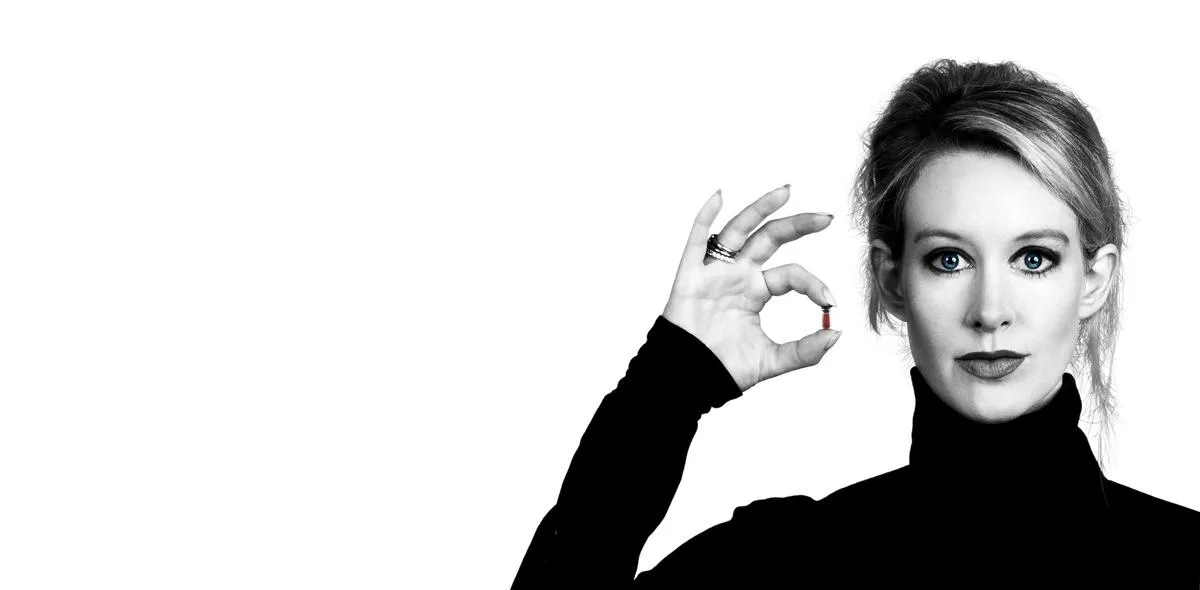 Title art for the true crime documentary The Inventor: Out for Blood in Silicon Valley.