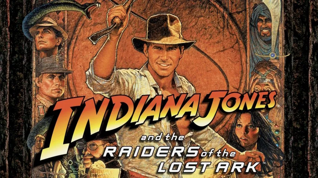 An illustration promoting the ’80s movie Indiana Jones and the Raiders of the Lost Ark.