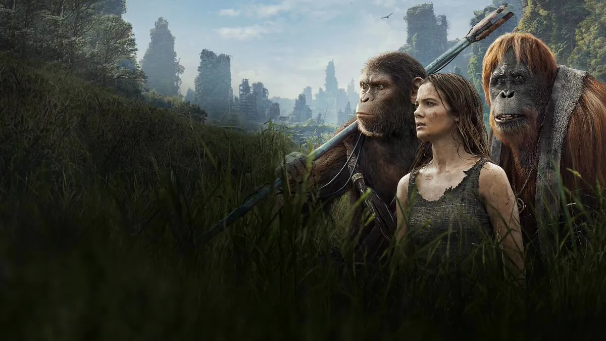 Title art for the Oscar-nominated movie Kingdom of the Planet of the Apes.
