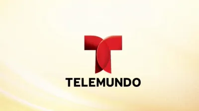 Telemundo network logo with red “T” emblem on a light gradient background.