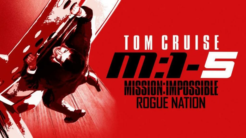 Title art for the fifth Mission: Impossible movie, Mission: Impossible - Rogue Nation.