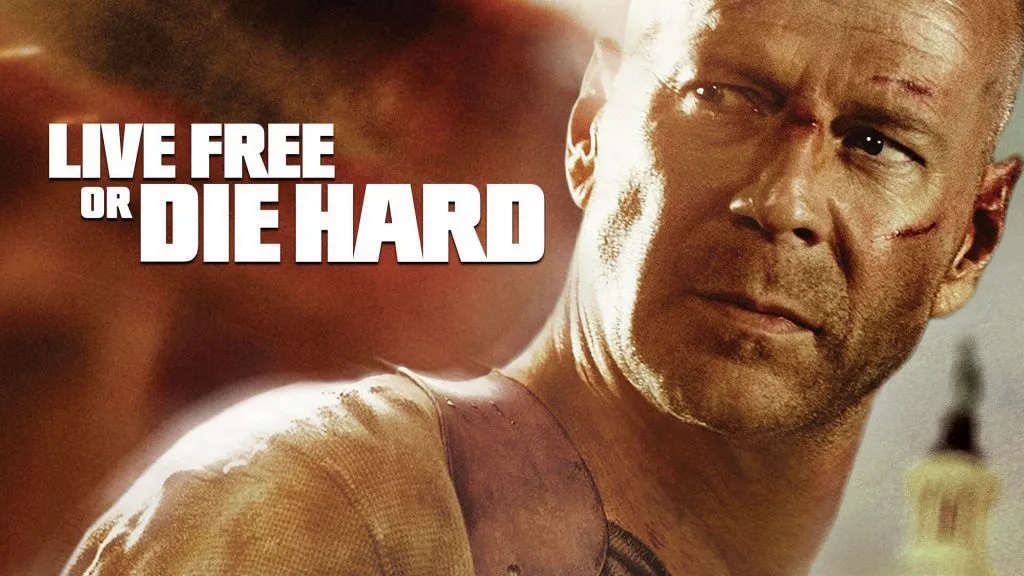 Title art for the action movie, Live Free or Die Hard.