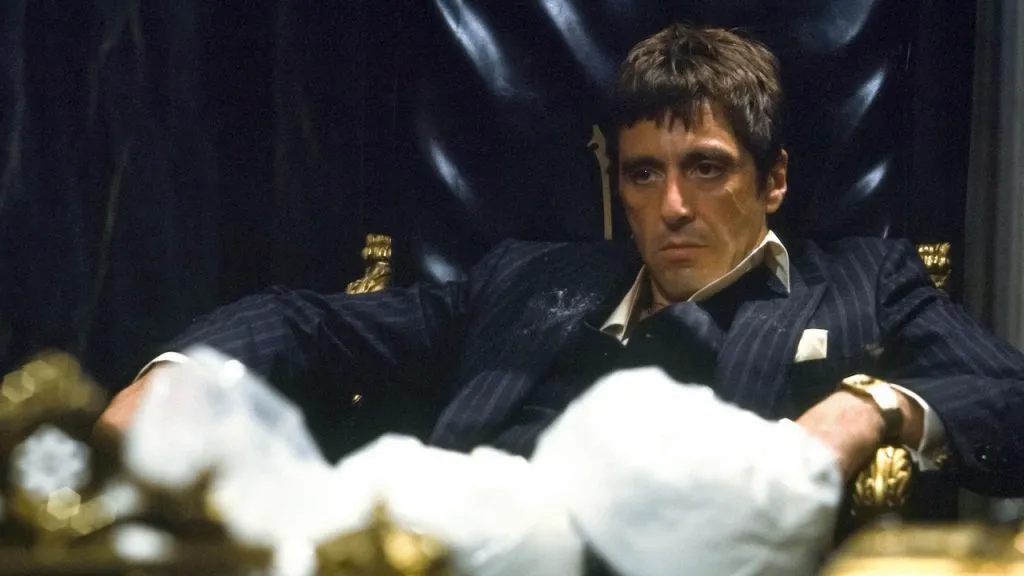 A still image from the ’80s gangster movie, Scarface.