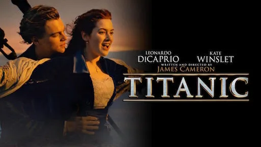 Title art for the classic sad love movie Titanic
