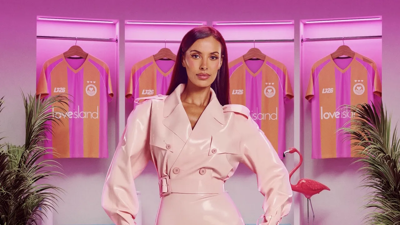 A promotional image featuring the host of Love Island UK Season 13, Maya Jama.