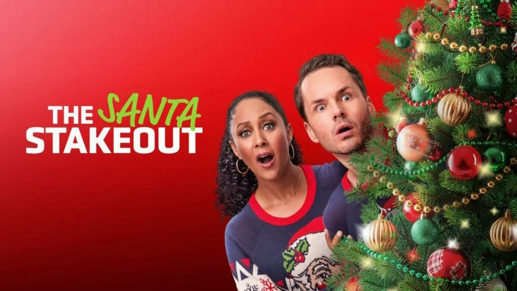 Title art for the Hallmark Christmas movie, The Santa Stakeout.