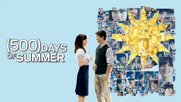 Title art for 500 Days of Summer, featuring Joseph Gordon-Levitt and Zooey Deschanel.