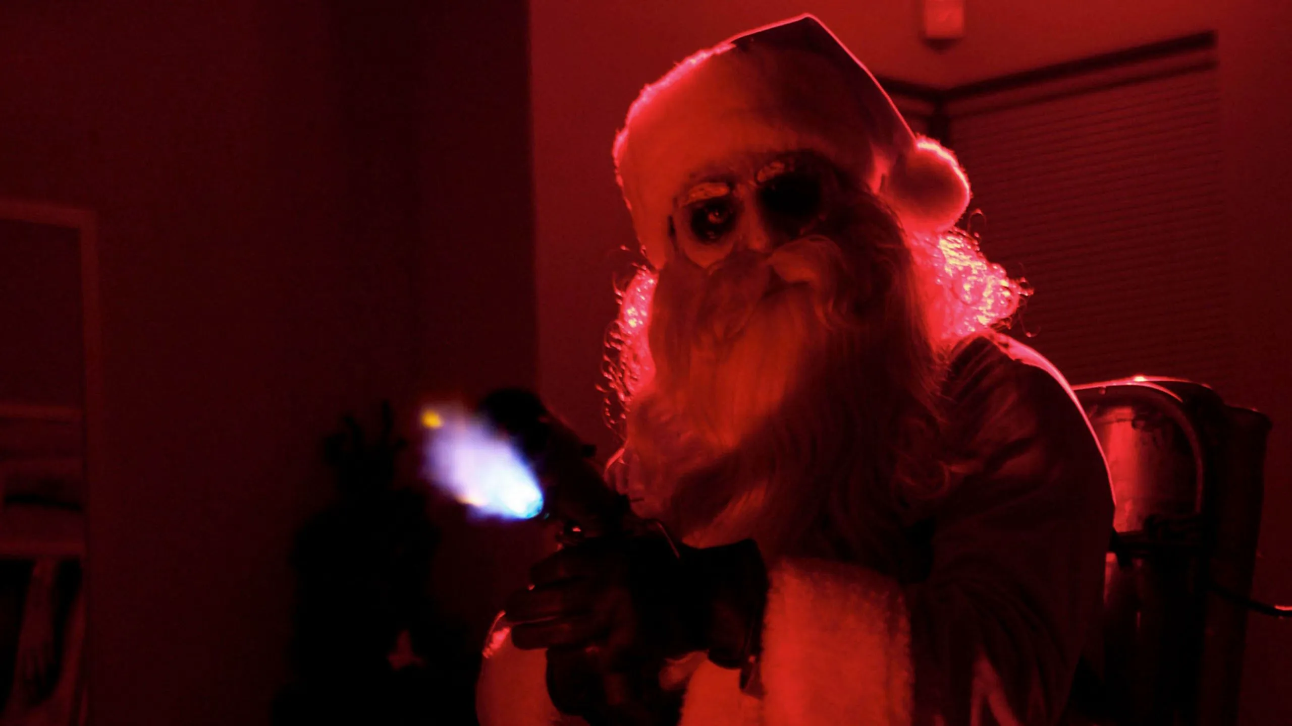 A still image from the holiday horror movie, Silent Night.