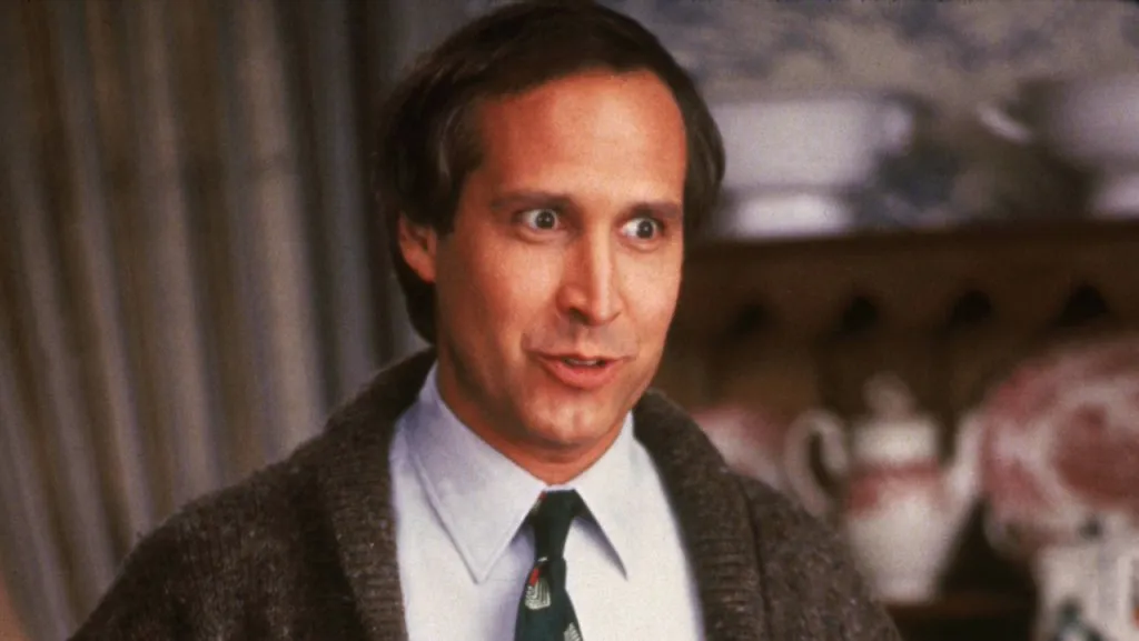 A still image of Chevy Chase as Clark Griswold in Christmas Vacation.