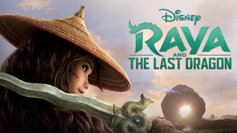 Title art for the Oscar-nominated movie, Raya and the Last Dragon.