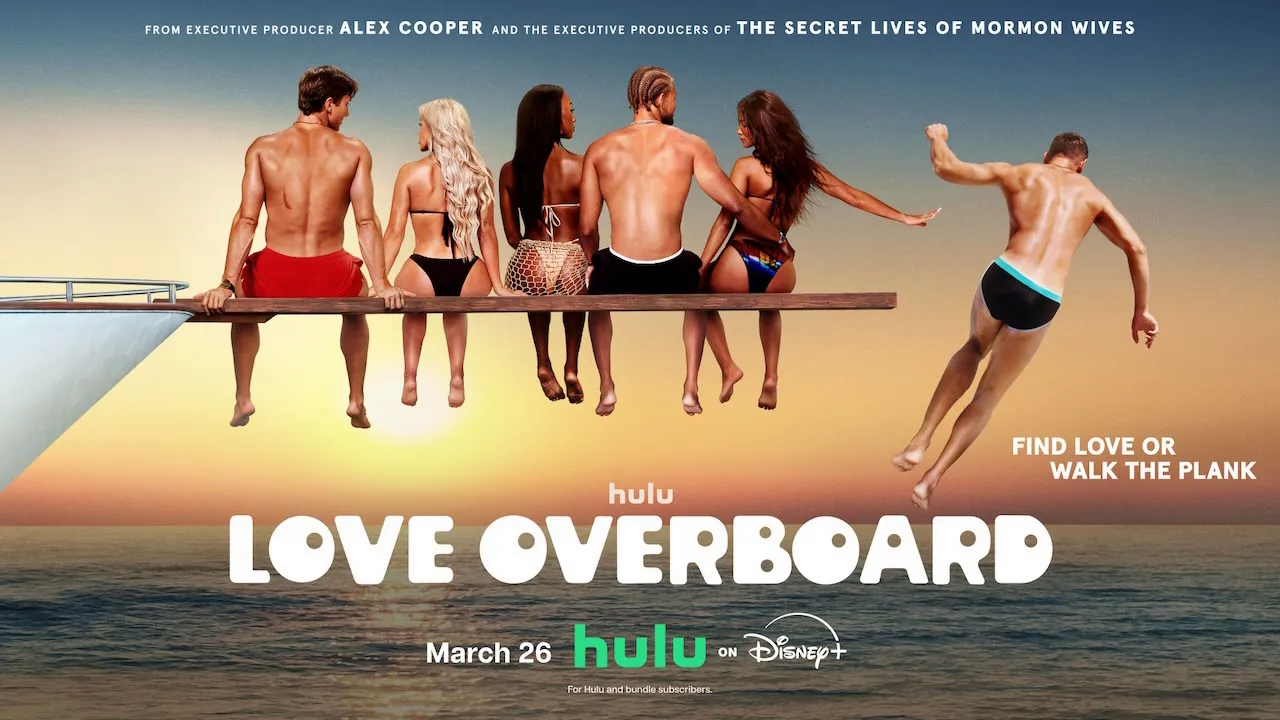Title art for the Hulu Original reality series Love Overboard.
