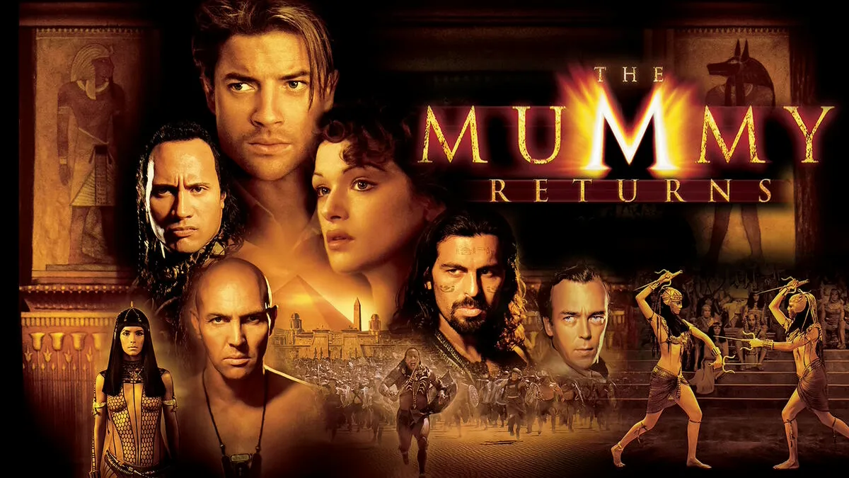 Title art for the Dwayne Johnson movie The Mummy Returns.