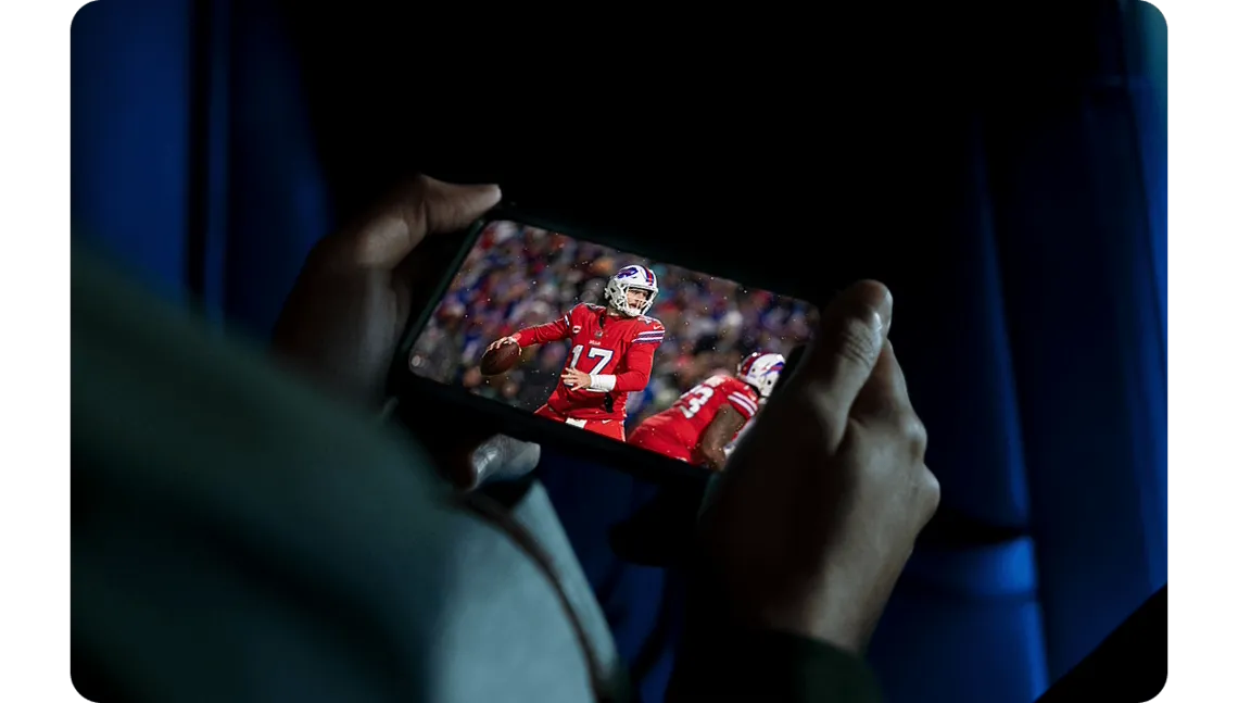 Person watching the Bills on a mobile device