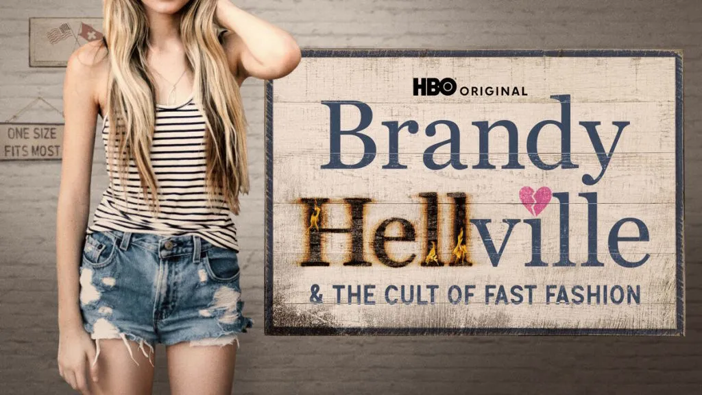 Title art for the cult documentary, Brandy Hellville &amp; the Cult of Fast Fashion.