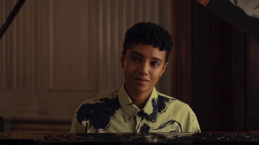 A still image of Maisie Richardson-Sellers as Wolfie in the Hulu Original series, Nine Perfect Strangers.