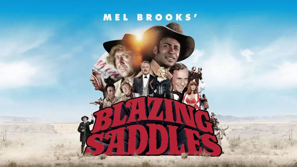 Title art for the Western movie, Blazing Saddles.