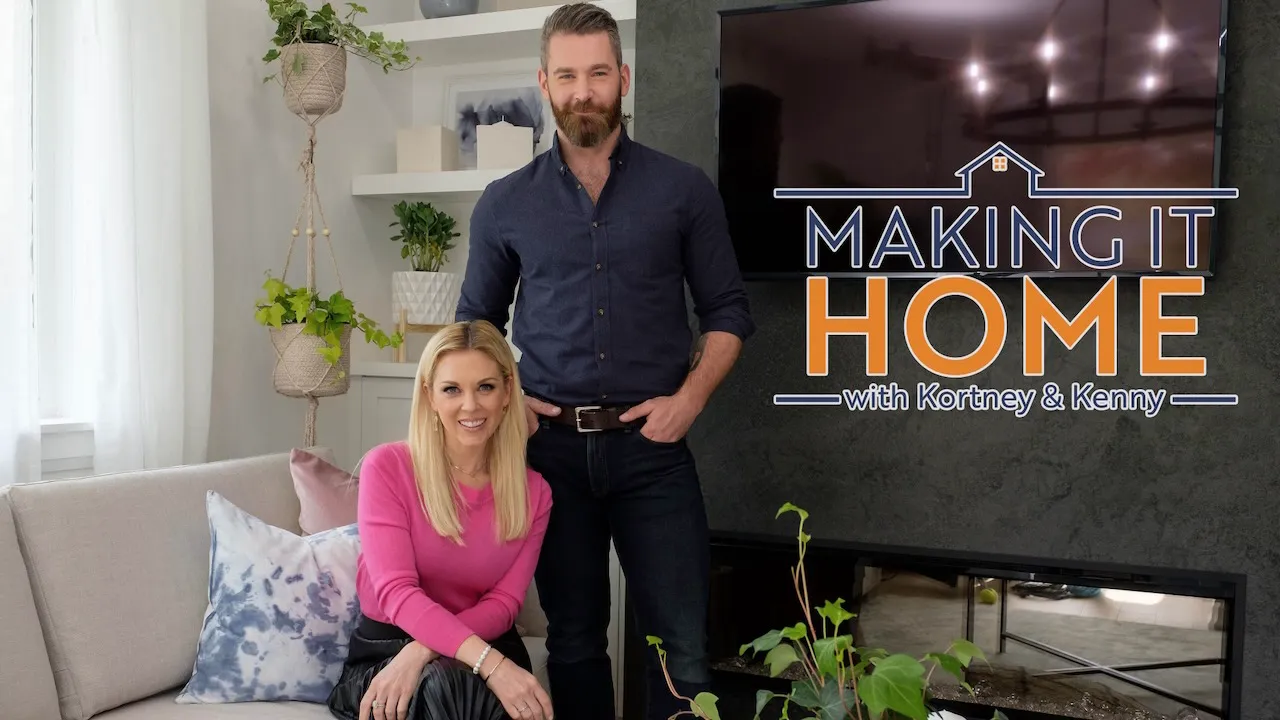 Title art for the home renovation reality TV show Making It Home With Kortney & Kenny.