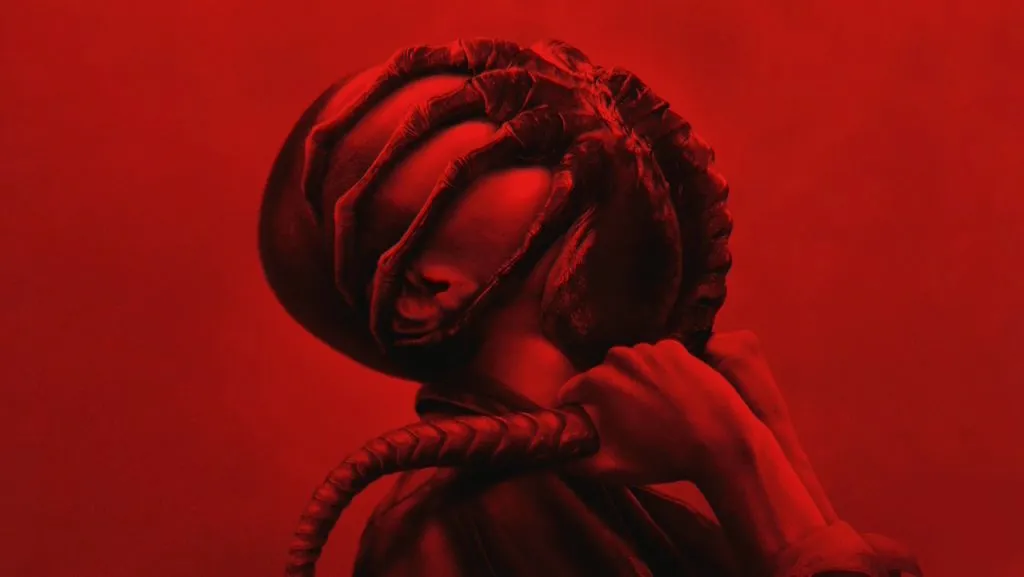 A promotional image for the newest 'Alien' movie, 'Alien: Romulus'.