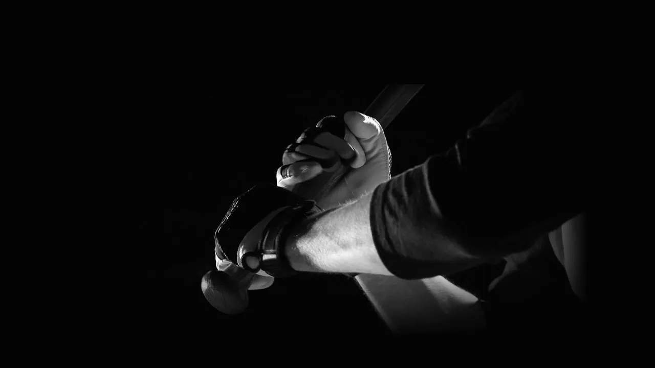 Close up of hands gripping a baseball bat