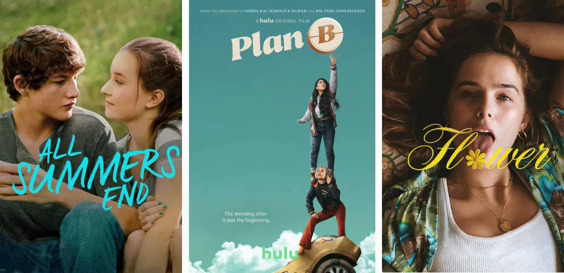 Title art for teen romance movies on Hulu