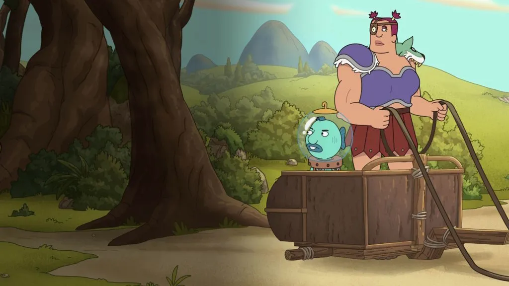 A still image from the adult cartoon, Krapopolis.