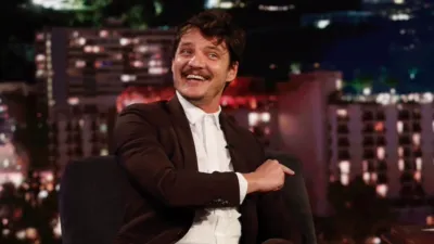 A still image of actor Pedro Pascal on Jimmy Kimmel Live!.