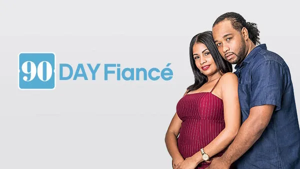 Title Art for 90 Day Fiancé, a reality TV show streaming on Hulu.