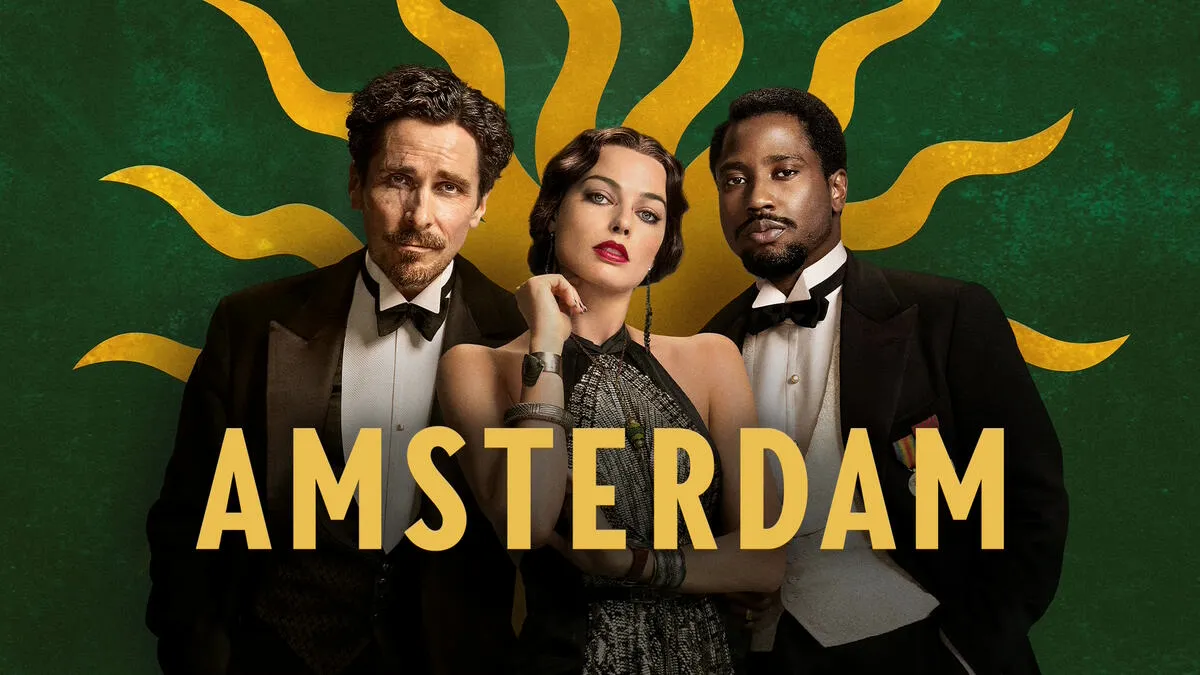 Title art for the murder mystery movie Amsterdam.