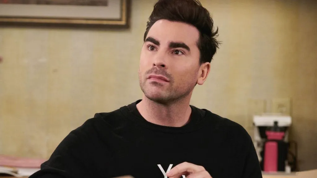 A still image of Dan Levy as David Rose in an episode of Schitt’s Creek.