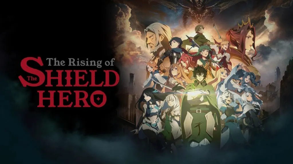 Title art for the isekai anime, The Rising of the Shield Hero.