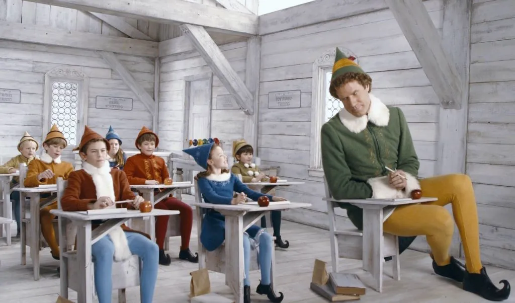 A still image from Elf, one of the great Will Ferrell movies.
