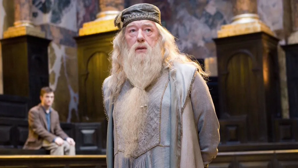 A still image of Michael Gambon as Albus Dumbledore.