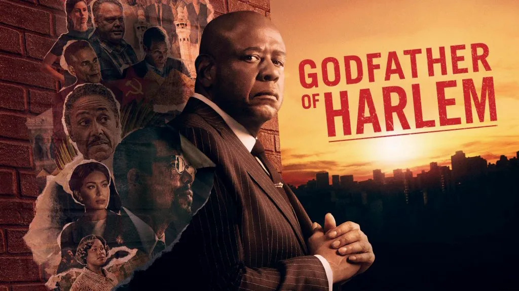 Title art for the gangster show, Godfather of Harlem.