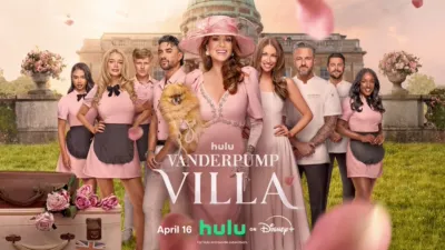 Title art for Season 3 of Vanderpump Villa on Hulu.