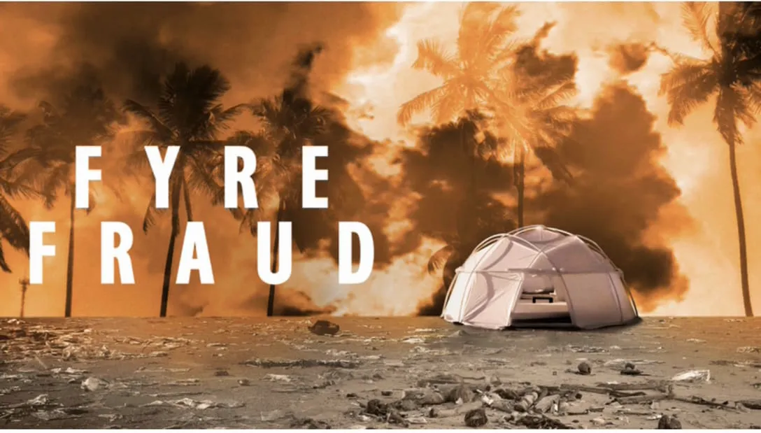 Title art for the true crime documentary Fyre Fraud.