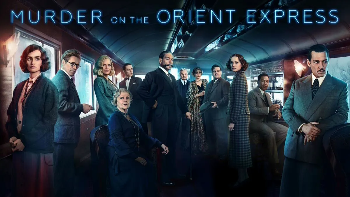 Title art for the murder mystery movie Murder on the Orient Express.